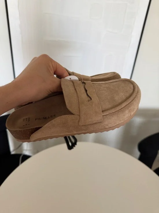 Primark Women's Sand Suede Mules Loafer Viral Clogs in Tan - Picture 7 of 8